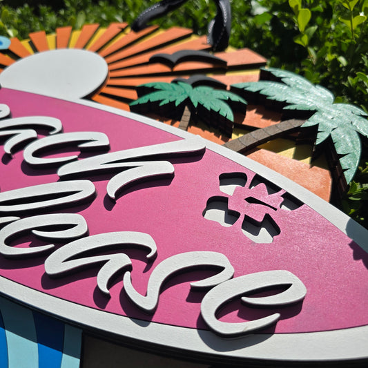 “Beach Please” Surfboard Wall Art – Surf, Sun & Sass in One