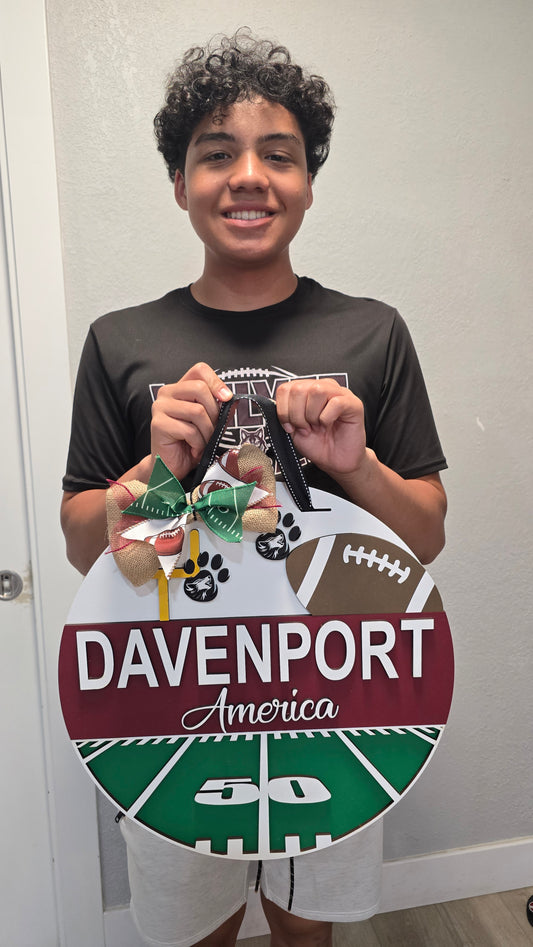 Davenport America – High School Football Door Hanger