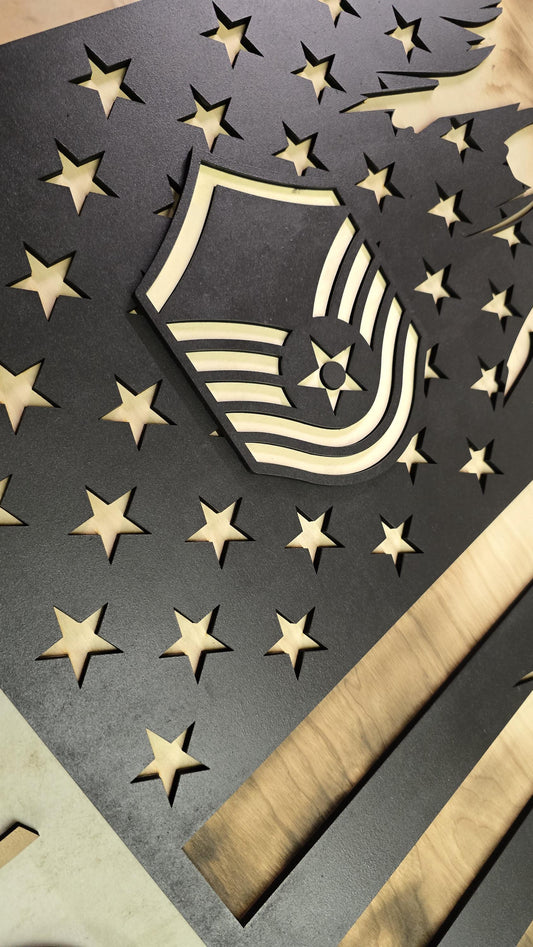 Custom 3D American Flag with Soldier Breakthrough | Veteran-Made Wall Art