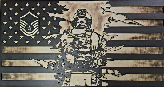 Custom 3D American Flag with Soldier Breakthrough | Veteran-Made Wall Art