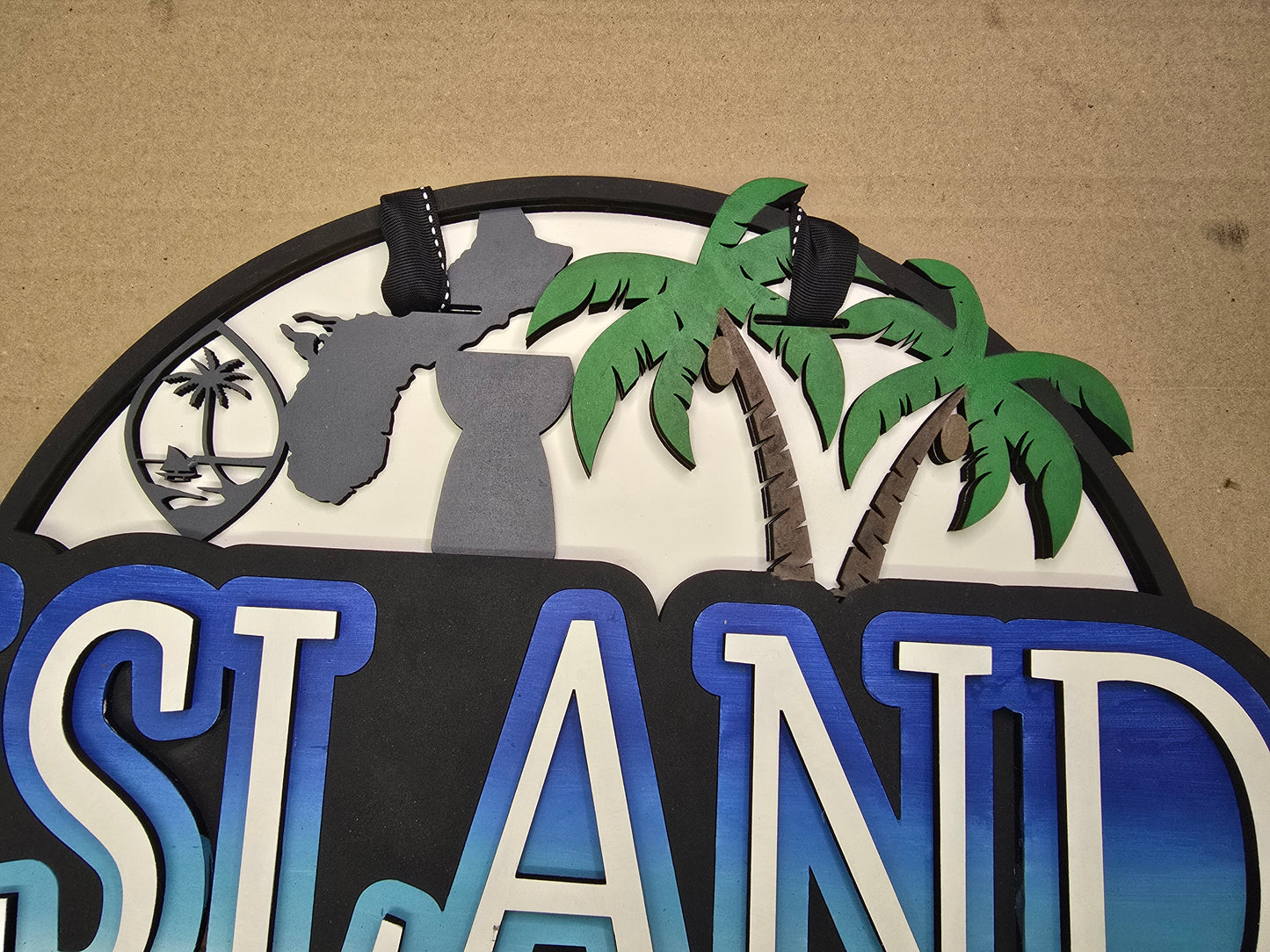 "Island Vibes" 3D Layered Custom Sign | Handcrafted Tropical Wall Art