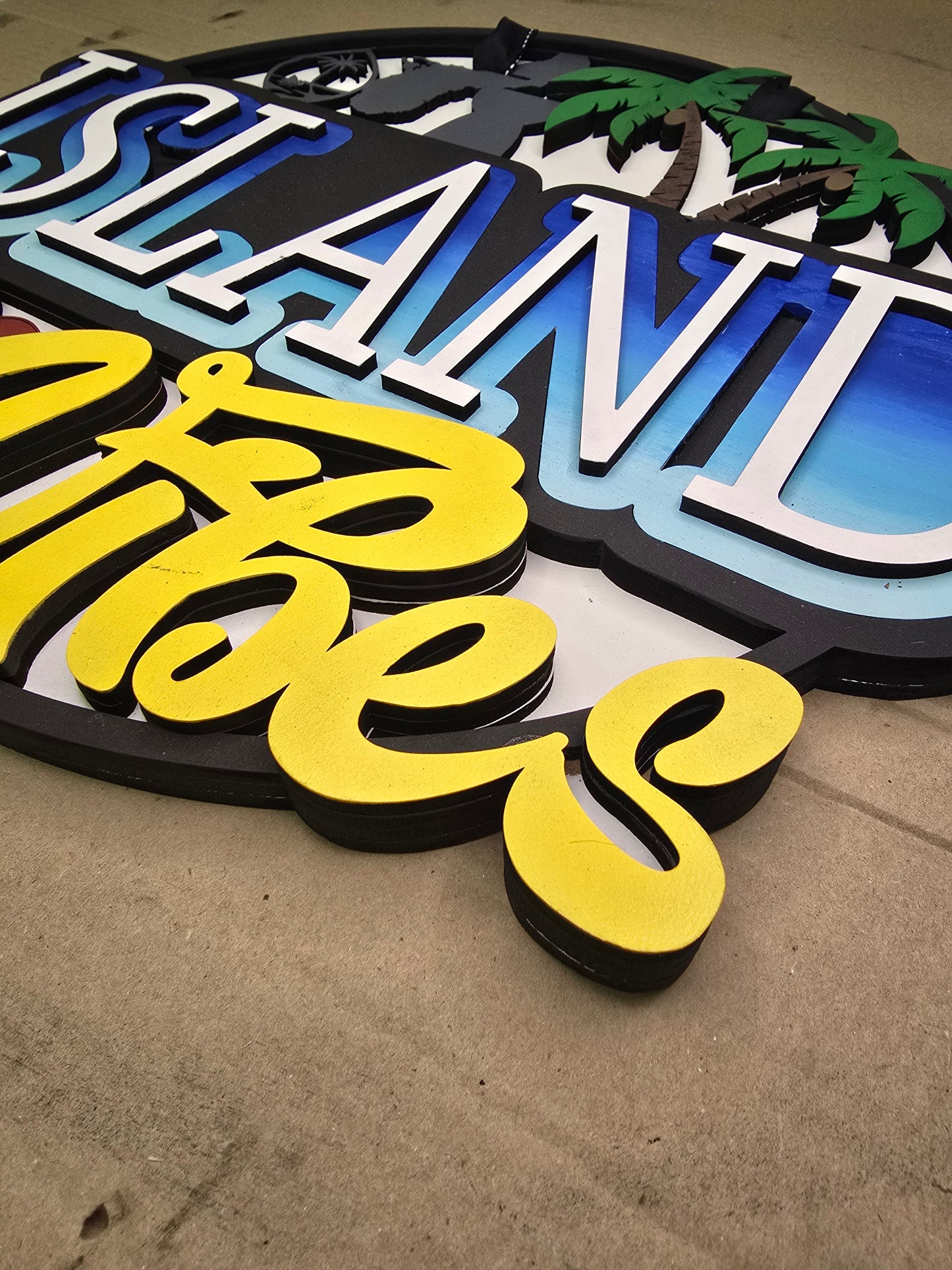 "Island Vibes" 3D Layered Custom Sign | Handcrafted Tropical Wall Art