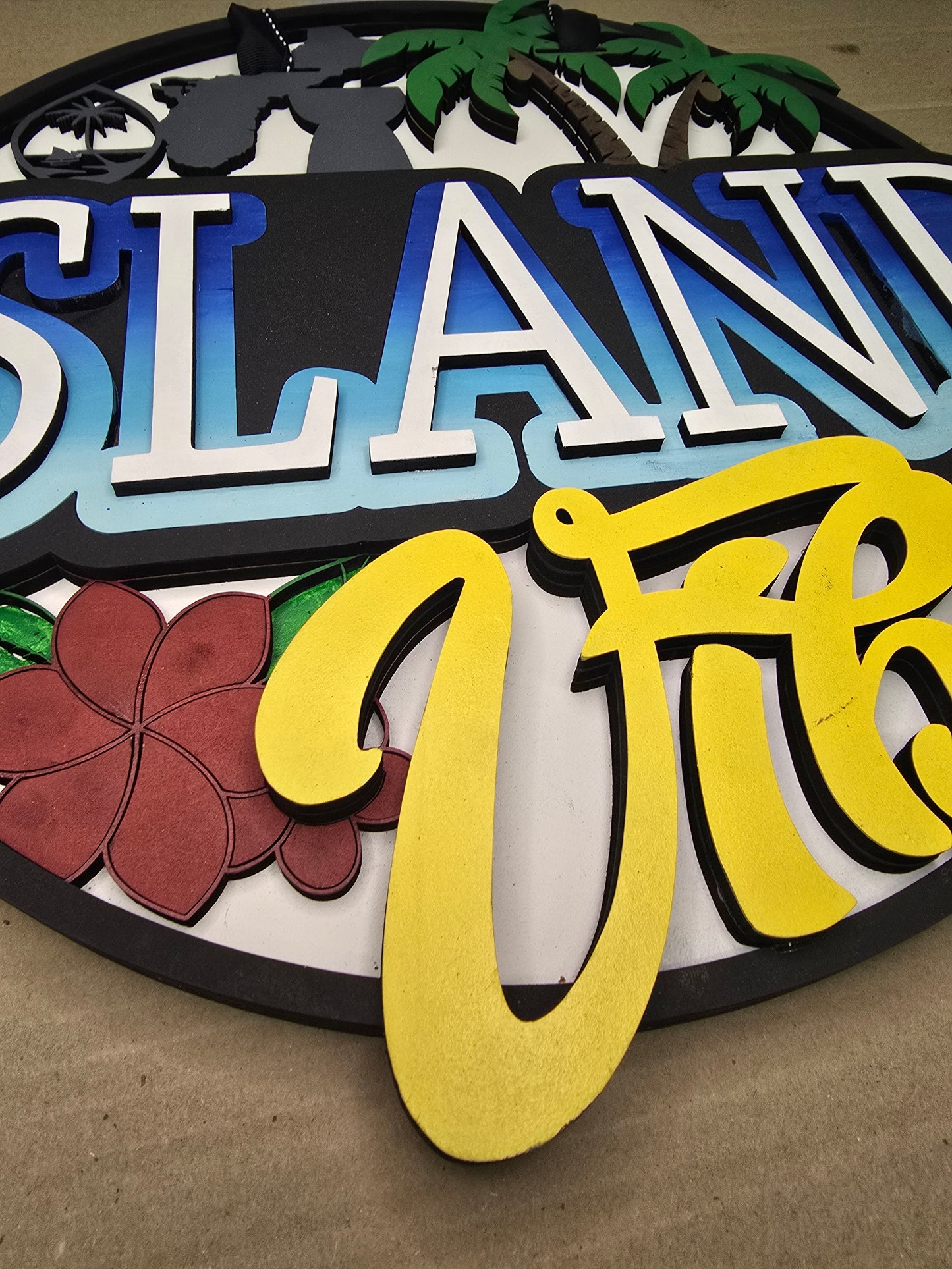 "Island Vibes" 3D Layered Custom Sign | Handcrafted Tropical Wall Art