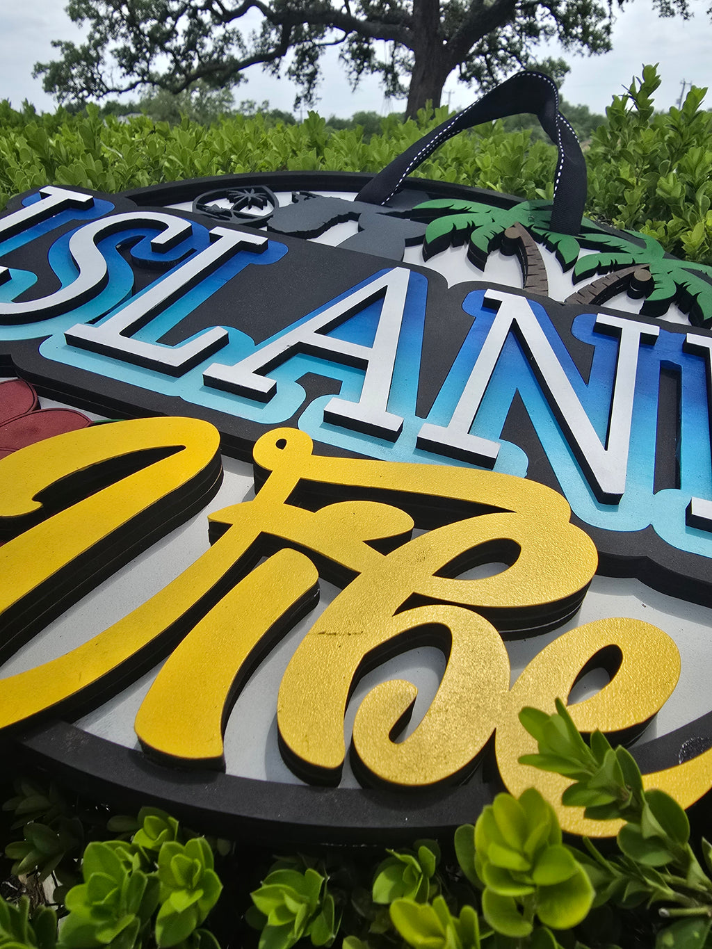 "Island Vibes" 3D Layered Custom Sign | Handcrafted Tropical Wall Art