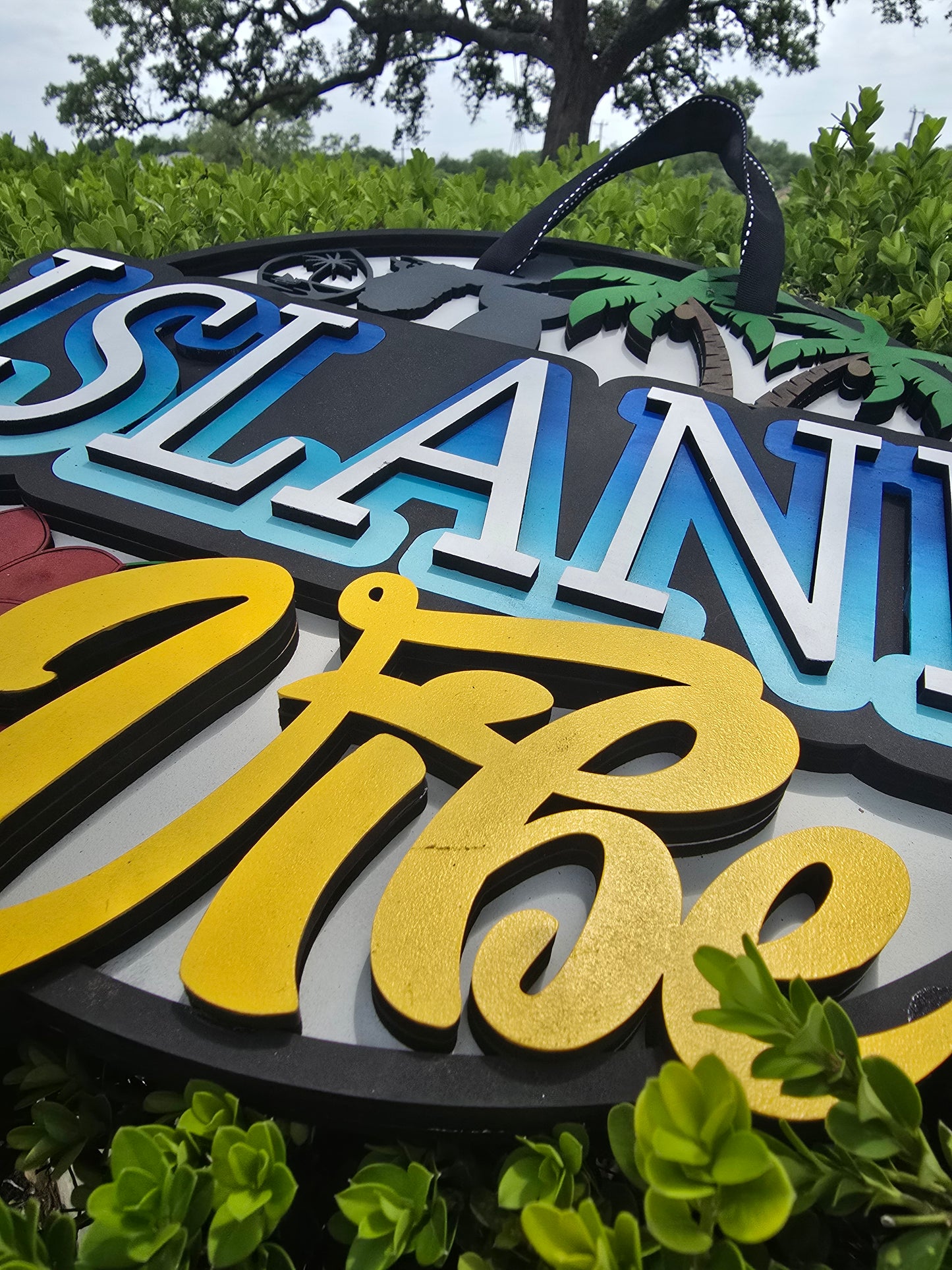 "Island Vibes" 3D Layered Custom Sign | Handcrafted Tropical Wall Art