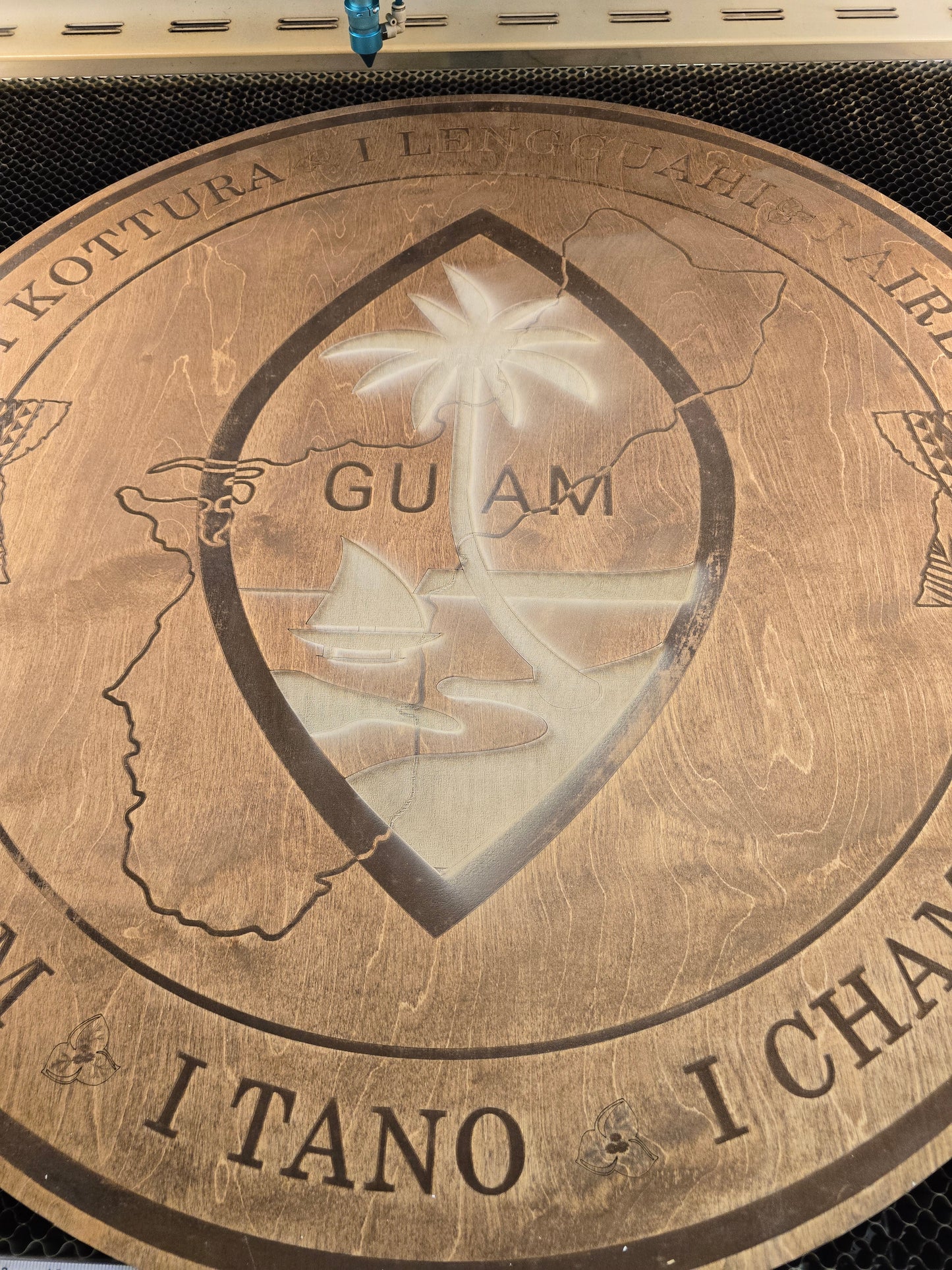 Chamoru Heritage Round Sign – "I Kottura"