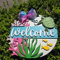 Under the Sea “Welcome” Sign – Coral Reef Coastal Wall Art