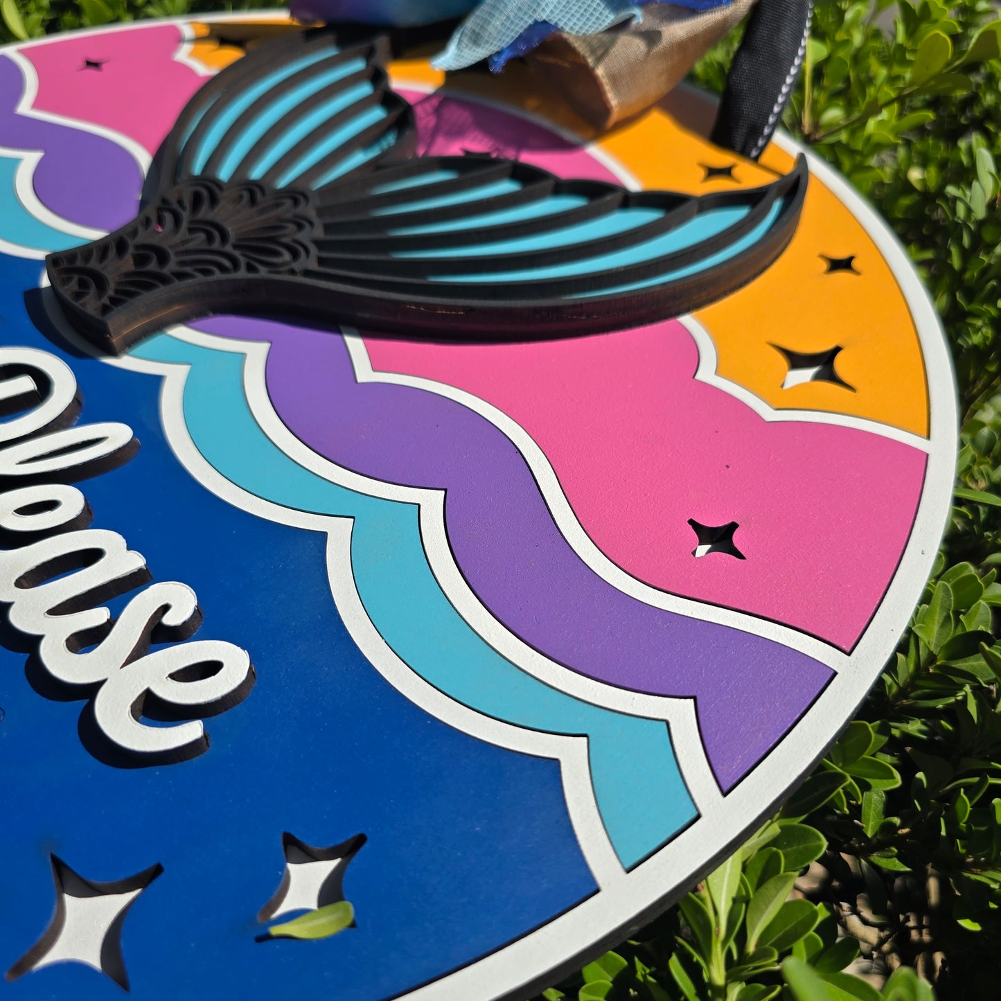 “Beach Please, I’m a Mermaid” – 3-Layer Color Pop Wall Sign