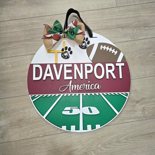 Davenport America – High School Football Door Hanger