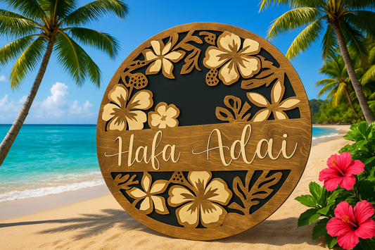 Handcrafted Island Greeting Signs – “Hafa Adai, Talofa, Aloha, Kumusta, Welcome”